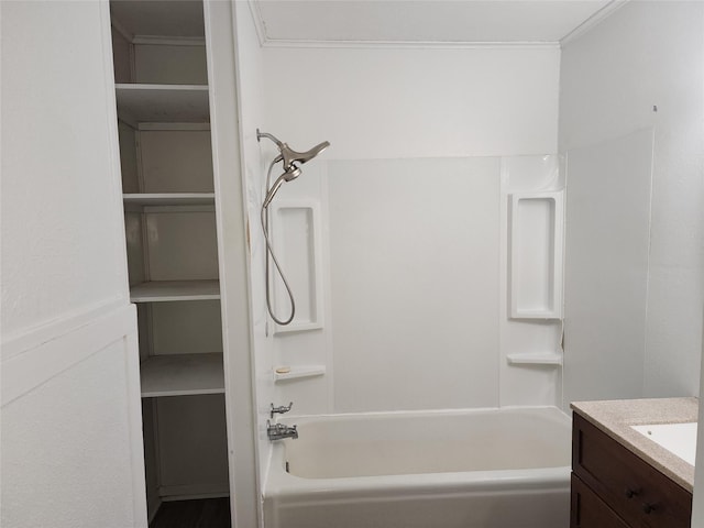 bathroom featuring tub / shower combination and vanity