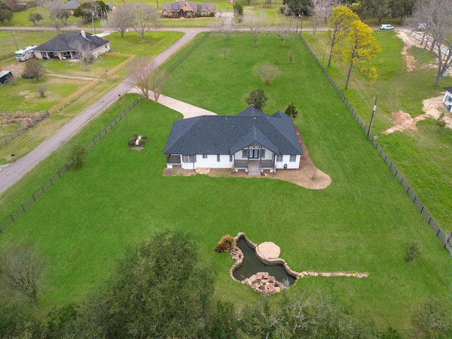 bird's eye view with a rural view