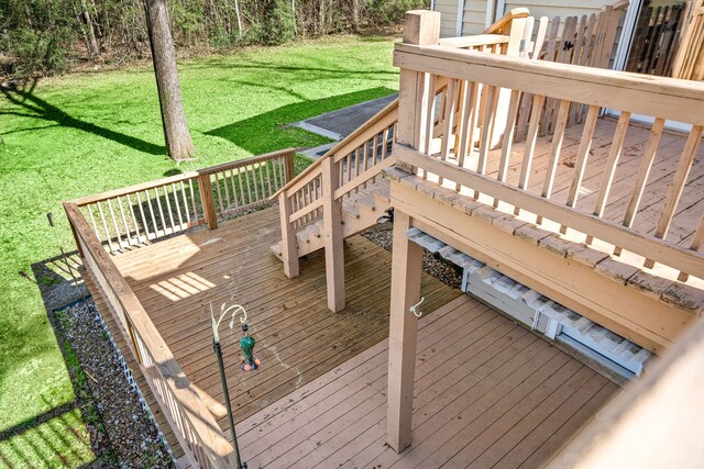653 Terrace Trl, Goodrich, TX 77335 - wooden terrace featuring a lawn