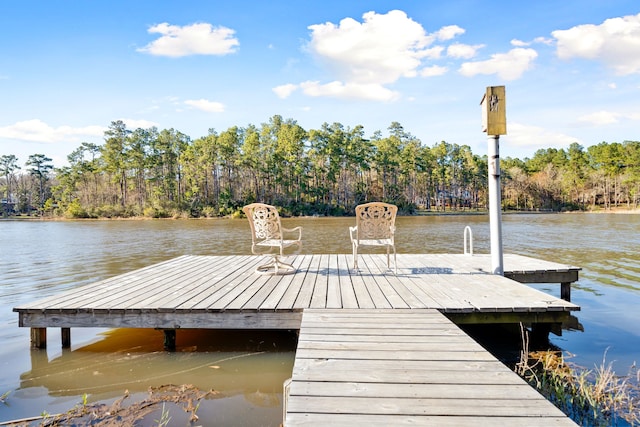 view of dock featuring a water view