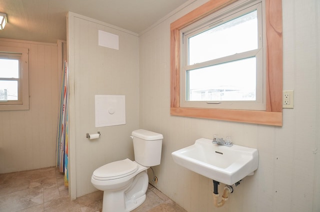 bathroom with a healthy amount of sunlight, a sink, and toilet