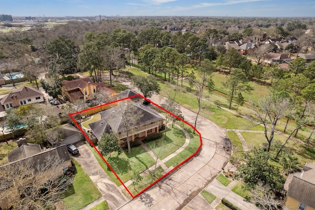 16306 Laurelfield Dr, Houston, TX 77059 - aerial view of residential area with property parcel outlined
