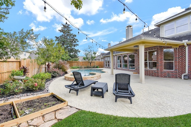 view of patio featuring a fenced backyard and a fenced in pool