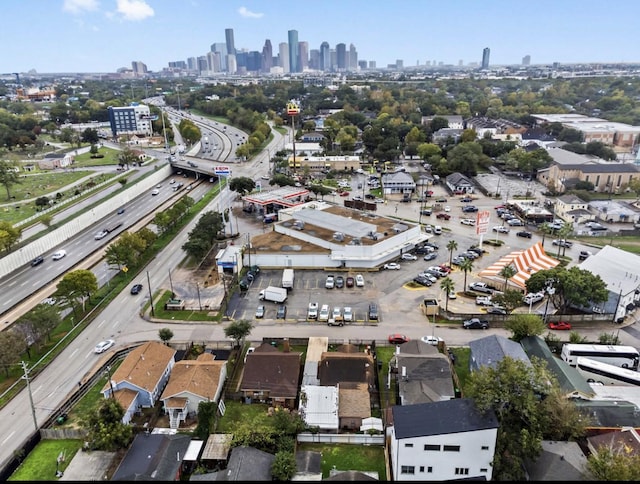 bird's eye view with a city view