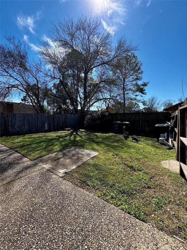 view of yard featuring a fenced backyard