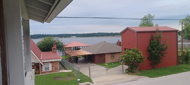 water view with a gate