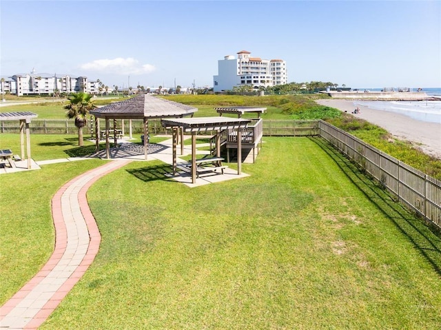 exterior space featuring a lawn and a gazebo