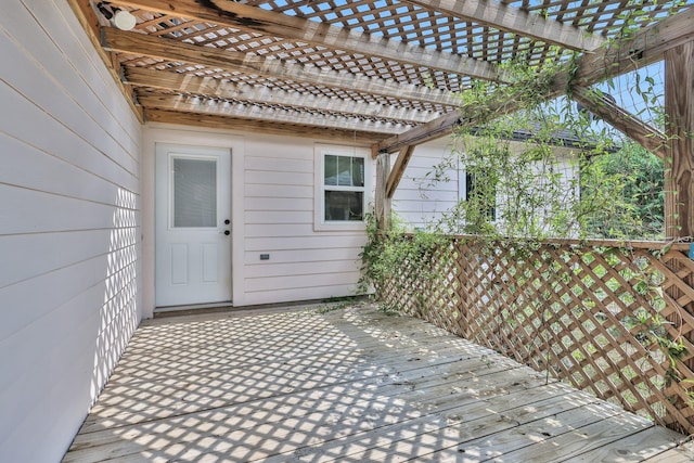 deck featuring a pergola