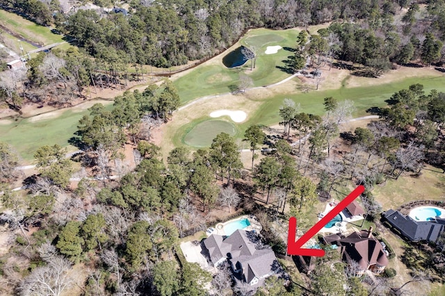 aerial view featuring golf course view