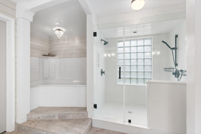 full bathroom featuring a shower stall