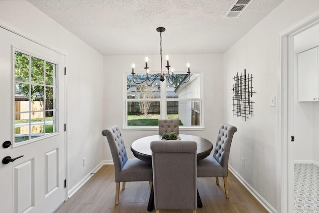 dining room featuring visible vents, a wealth of natural light, and wood finished floors