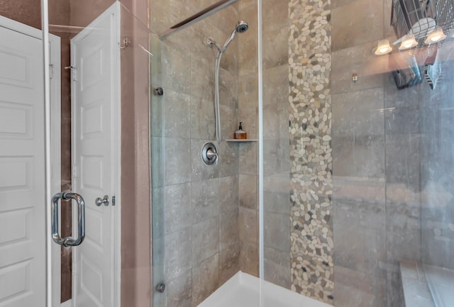 bathroom featuring a shower stall