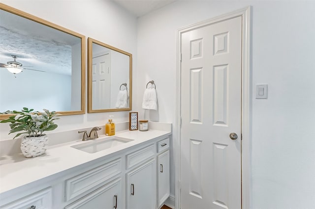 bathroom featuring vanity and a ceiling fan