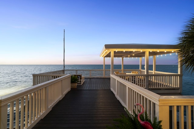 dock area with a water view