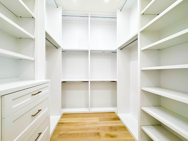 walk in closet featuring light wood-type flooring