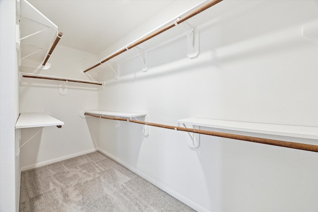 spacious closet featuring light carpet