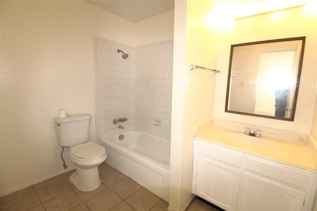 full bath with toilet, tile patterned flooring, bathtub / shower combination, and vanity