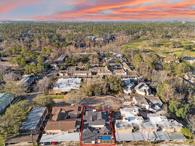 drone / aerial view with a residential view