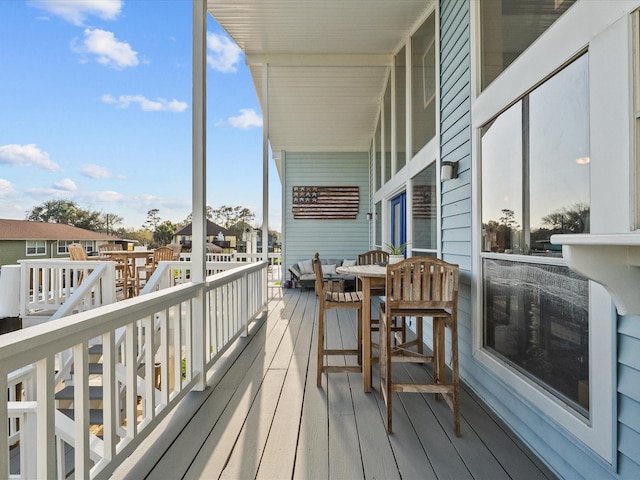 deck with a residential view