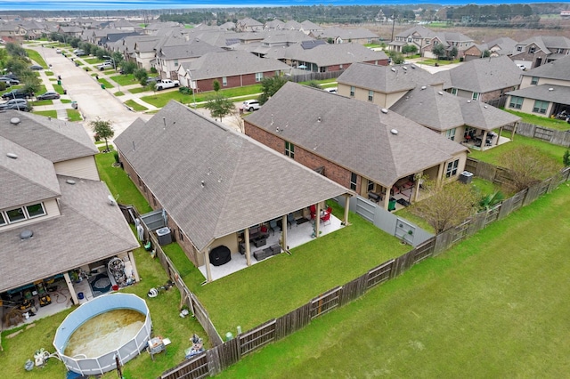 bird's eye view with a residential view