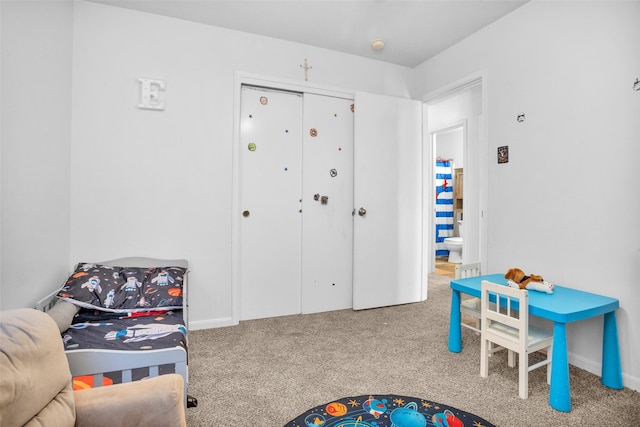 game room with carpet flooring