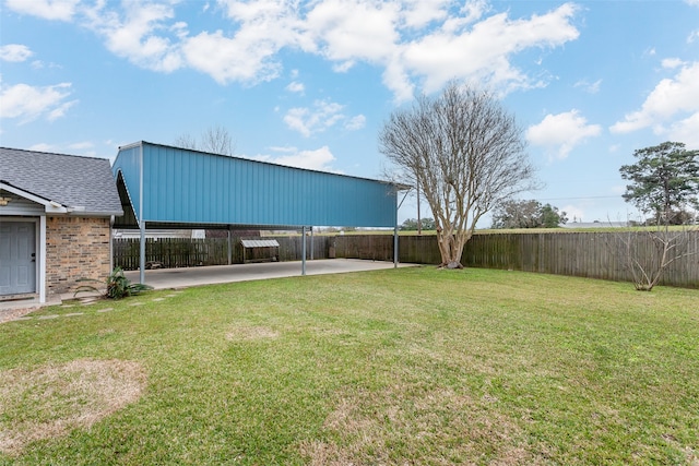 view of yard featuring a fenced backyard and a patio