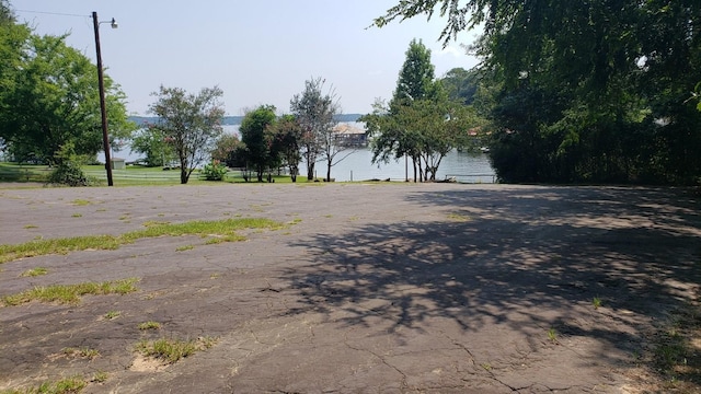 view of road with a water view