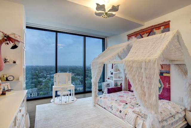 bedroom with expansive windows