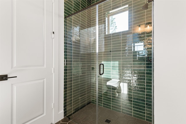 full bathroom featuring a shower stall