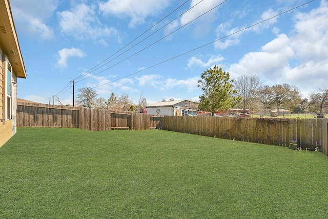 view of yard featuring a fenced backyard