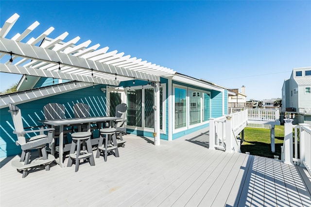 deck featuring a pergola