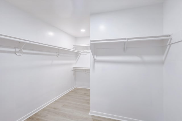 spacious closet featuring light wood-style flooring