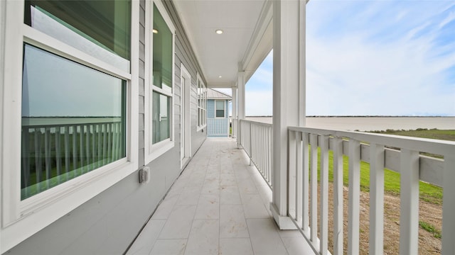 balcony with a water view