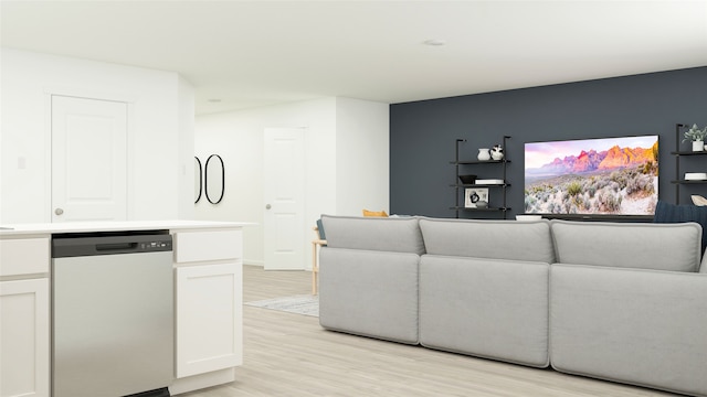 living area featuring light wood finished floors