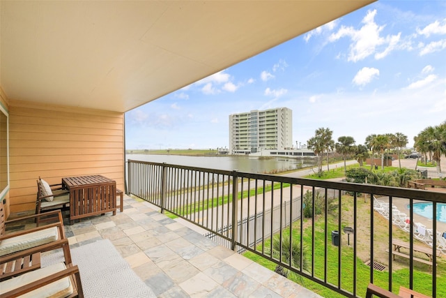 balcony with a water view