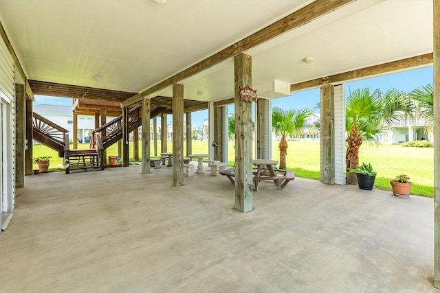 view of patio with stairway