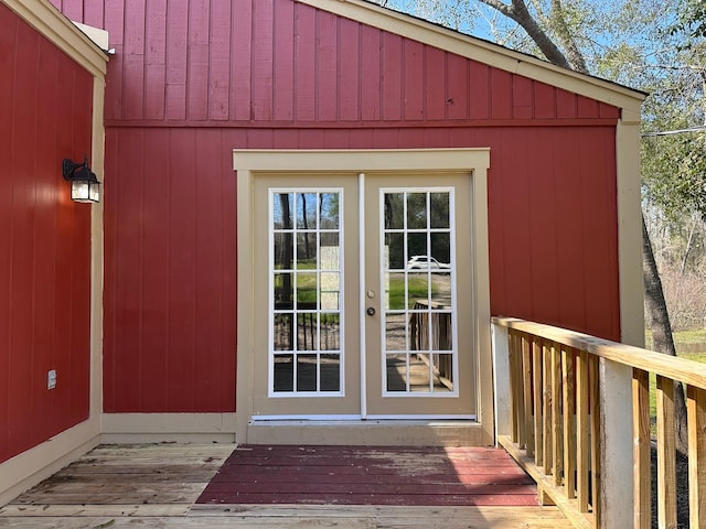 view of outbuilding with french doors