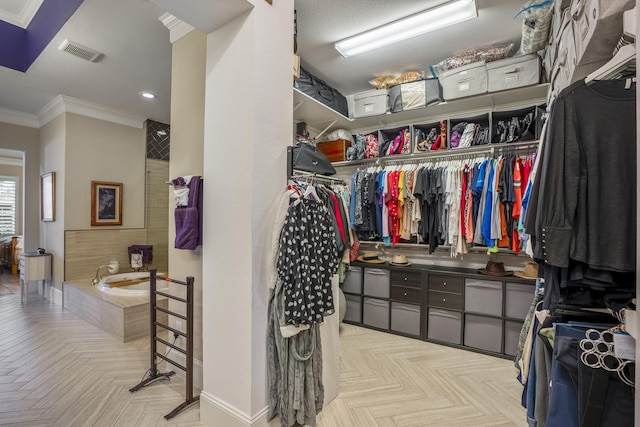 spacious closet featuring visible vents