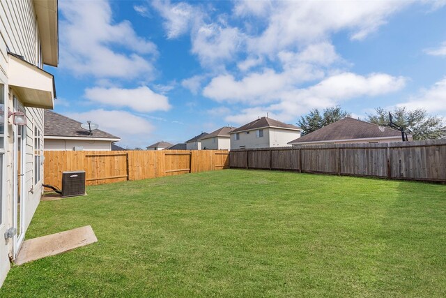 14415 Bryce Meadow Ln, Houston, TX 77047 - view of yard with central air condition unit and a fenced backyard