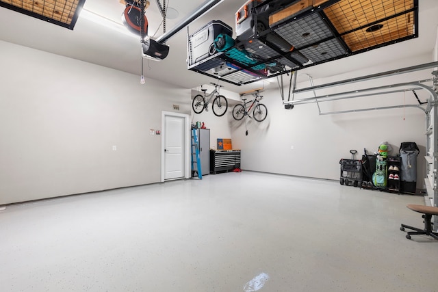 garage with a garage door opener