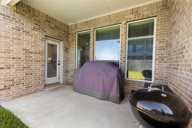 view of patio with area for grilling