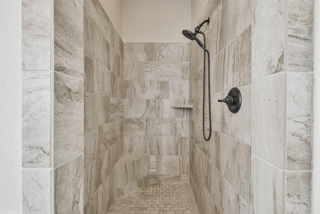 interior details featuring tiled shower