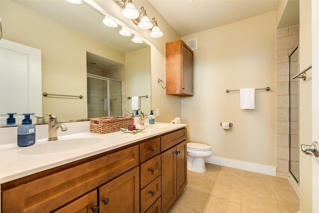 full bath with tile patterned flooring, a sink, visible vents, and baseboards