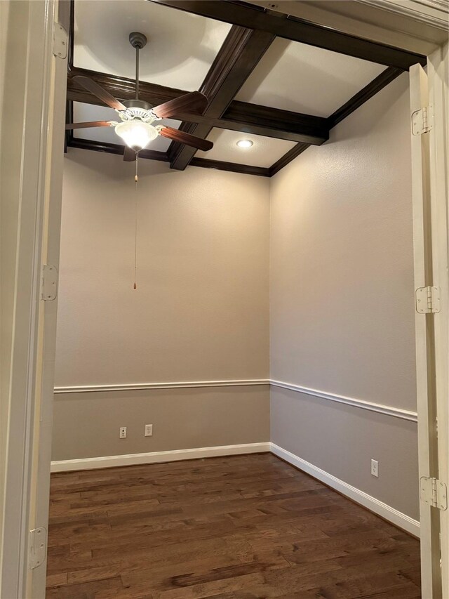 18931 Winding Atwood Ln, Tomball, TX 77377 - spare room featuring dark wood-style floors, beam ceiling, and baseboards