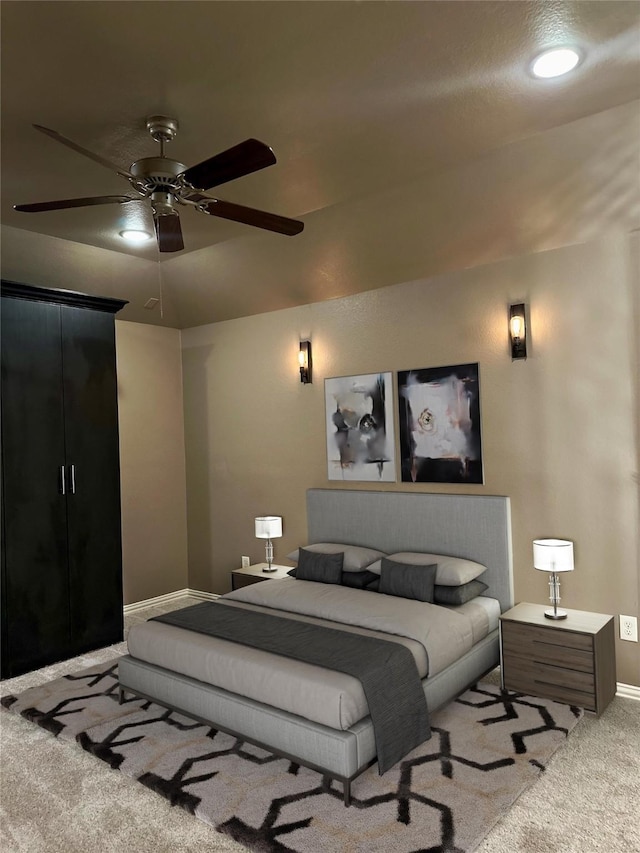 18931 Winding Atwood Ln, Tomball, TX 77377 - bedroom featuring light carpet, ceiling fan, and baseboards