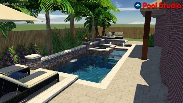 18931 Winding Atwood Ln, Tomball, TX 77377 - view of pool with a patio area, a fenced backyard, and a fenced in pool