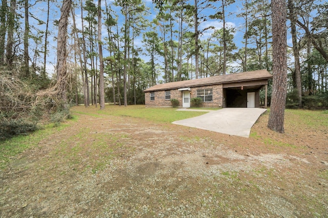 view of yard featuring a carport and driveway