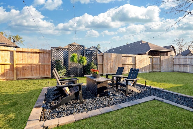 view of yard featuring a fenced backyard