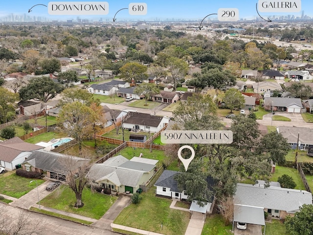 aerial view with a residential view