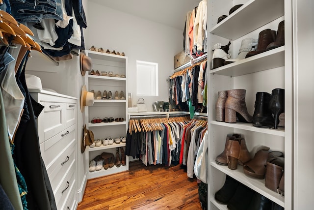 spacious closet with wood finished floors